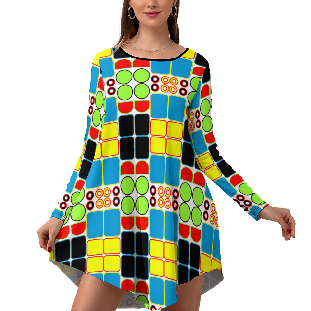 OD Stylish Long Sleeves Skirt Women's Casual Dress