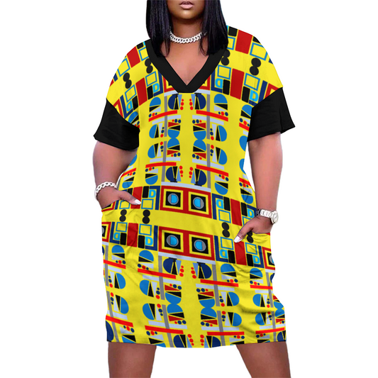 OD SYM SIG Women's V-neck Loose Dress YB