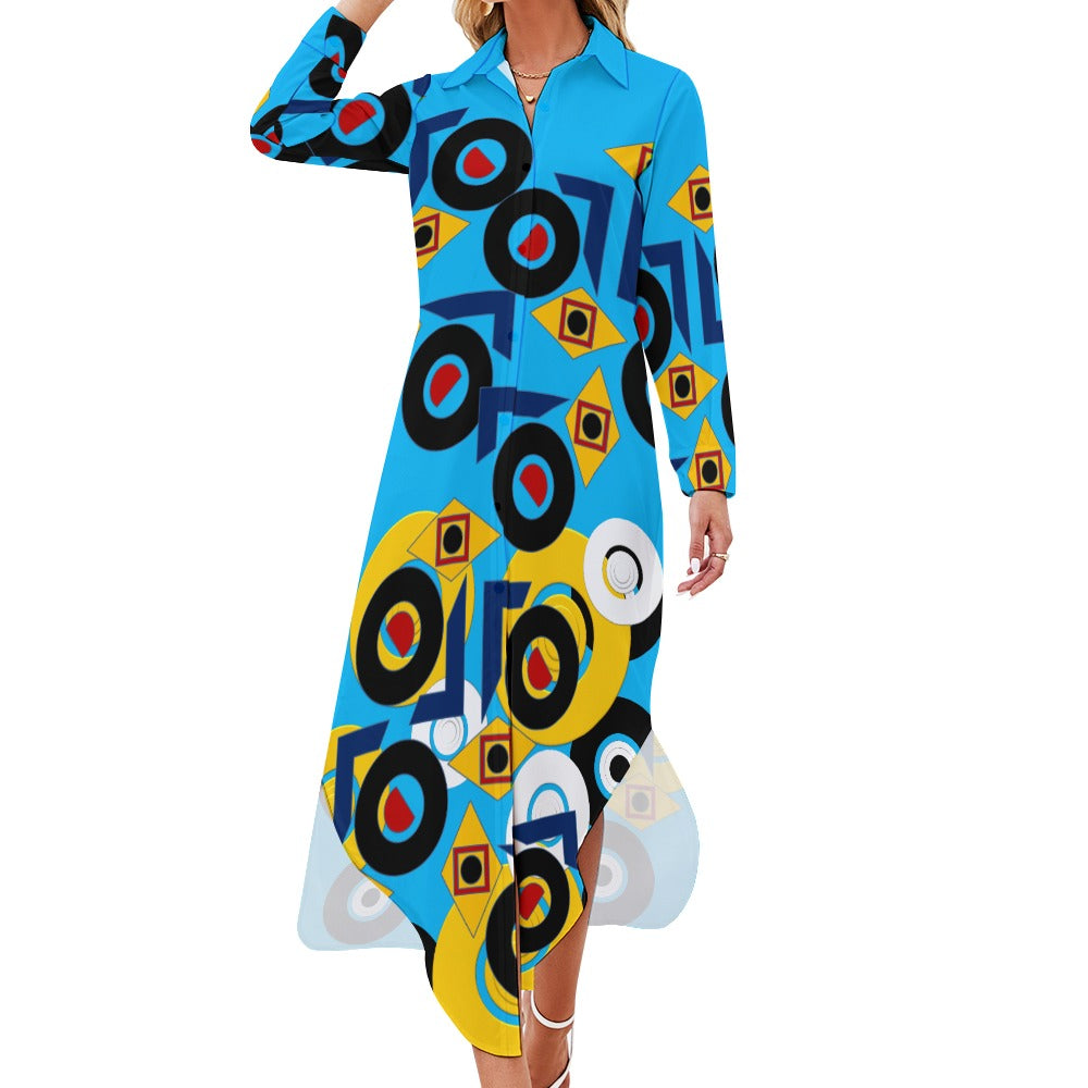 Origen Destination Women's Button Neck Long Sleeve Shirt Dress