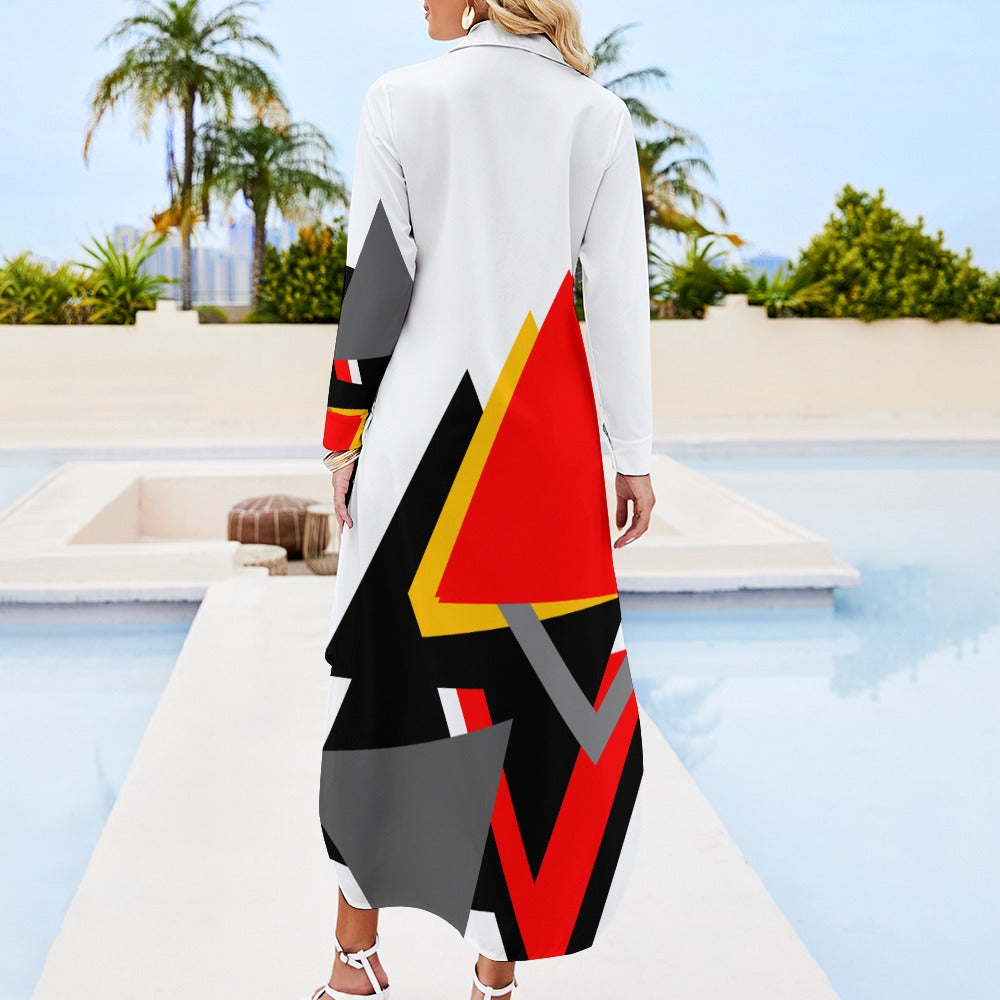 Origen Destination Women's Long-sleeve Button-neck Shirt Dress