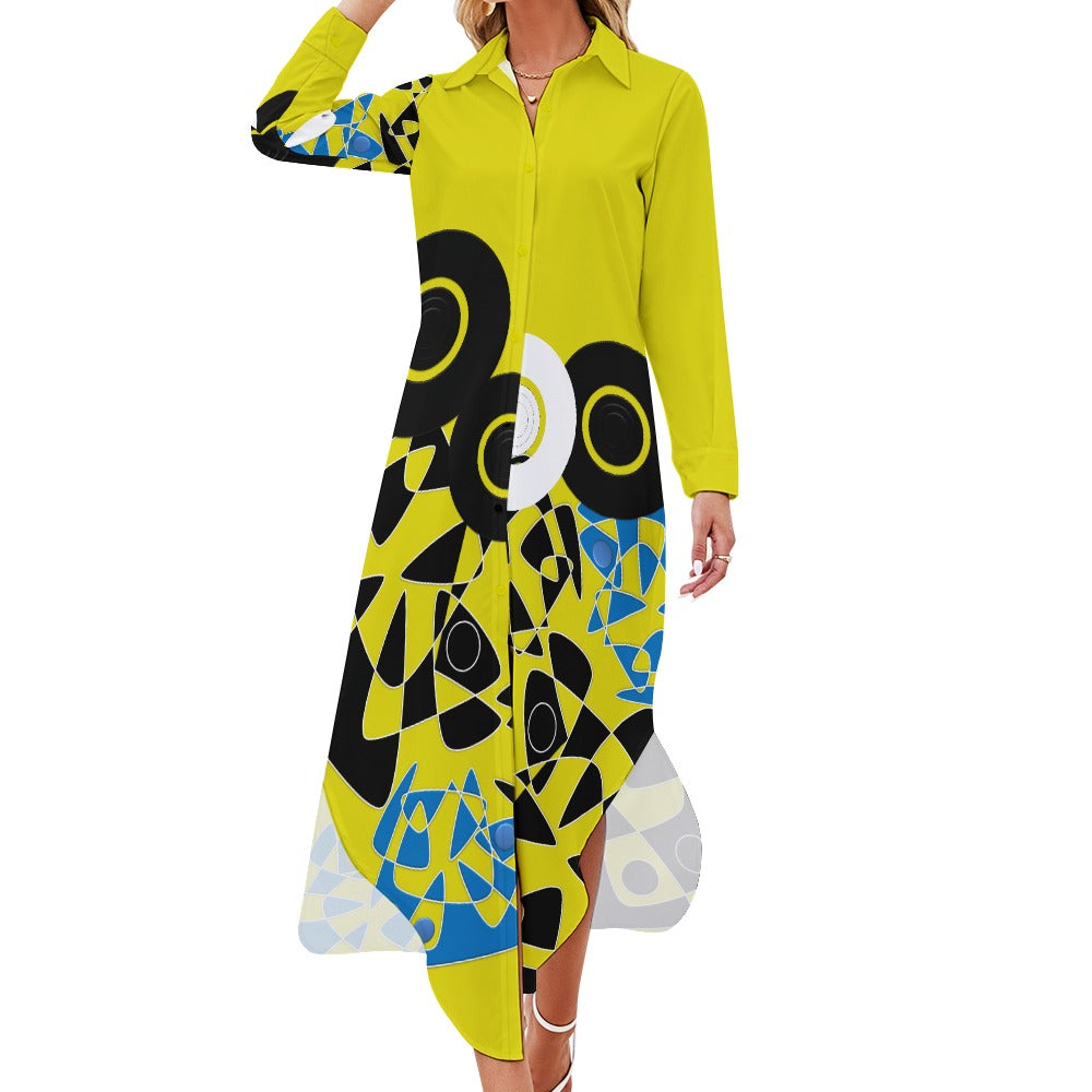 Origen Destination Women's Long Sleeve Button Neck Shirt Dress