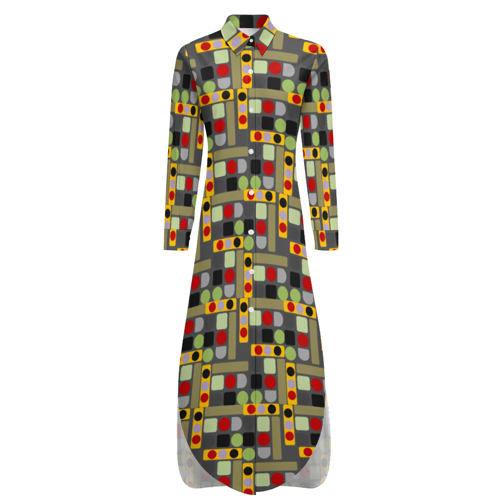 OD Women's Long Sleeves Button Up Dress PATT8mj