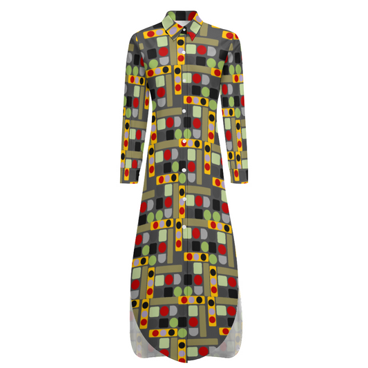 OD Women's Long Sleeves Button Up Dress PATT8mj