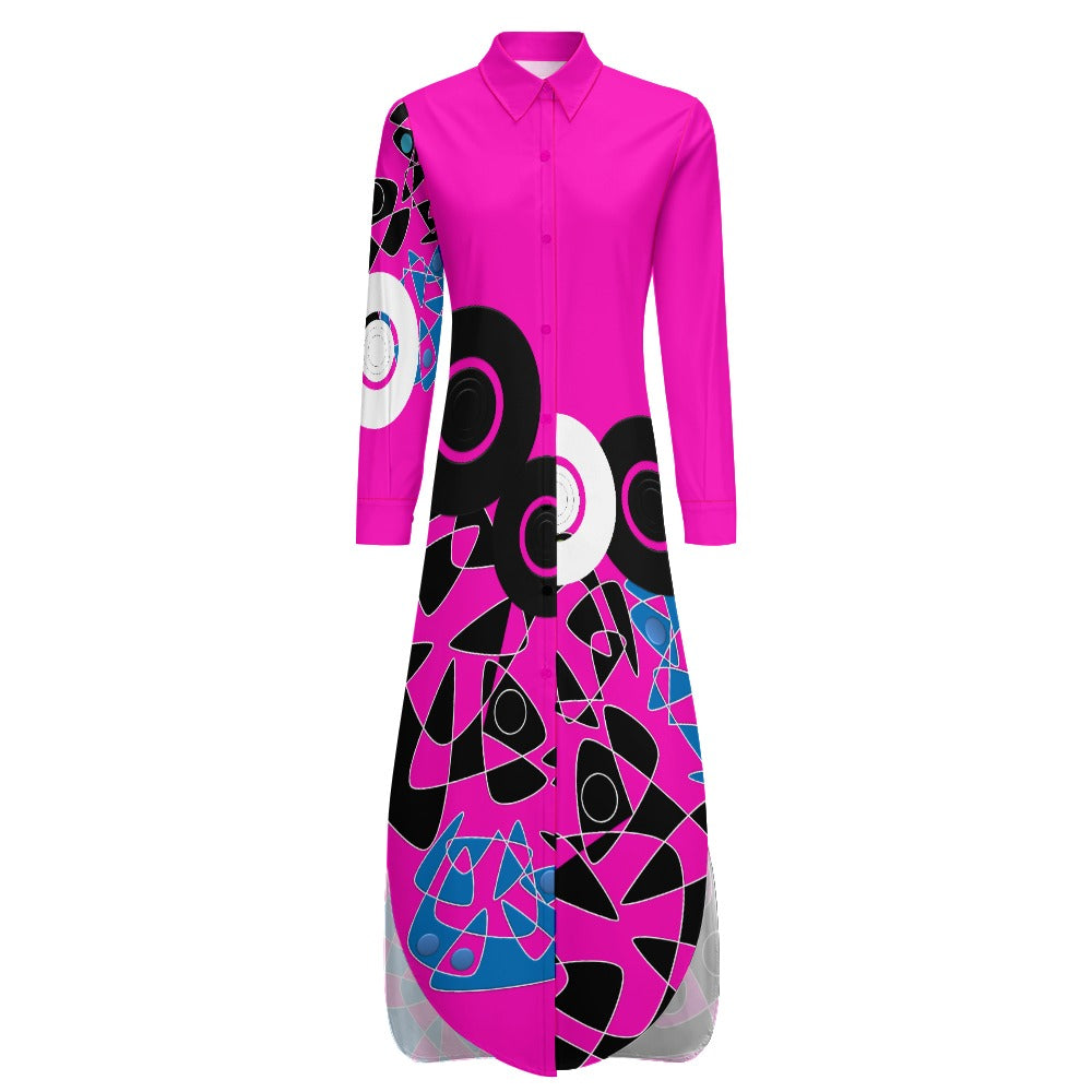 Origen Destination Women's Long Sleeve Button Neck Shirt Dress