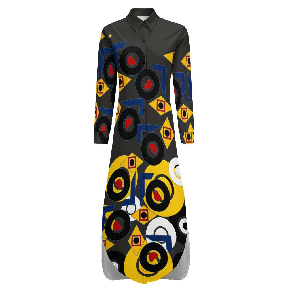 Origen Destination Women's Button Neck Long Sleeve Shirt Dress