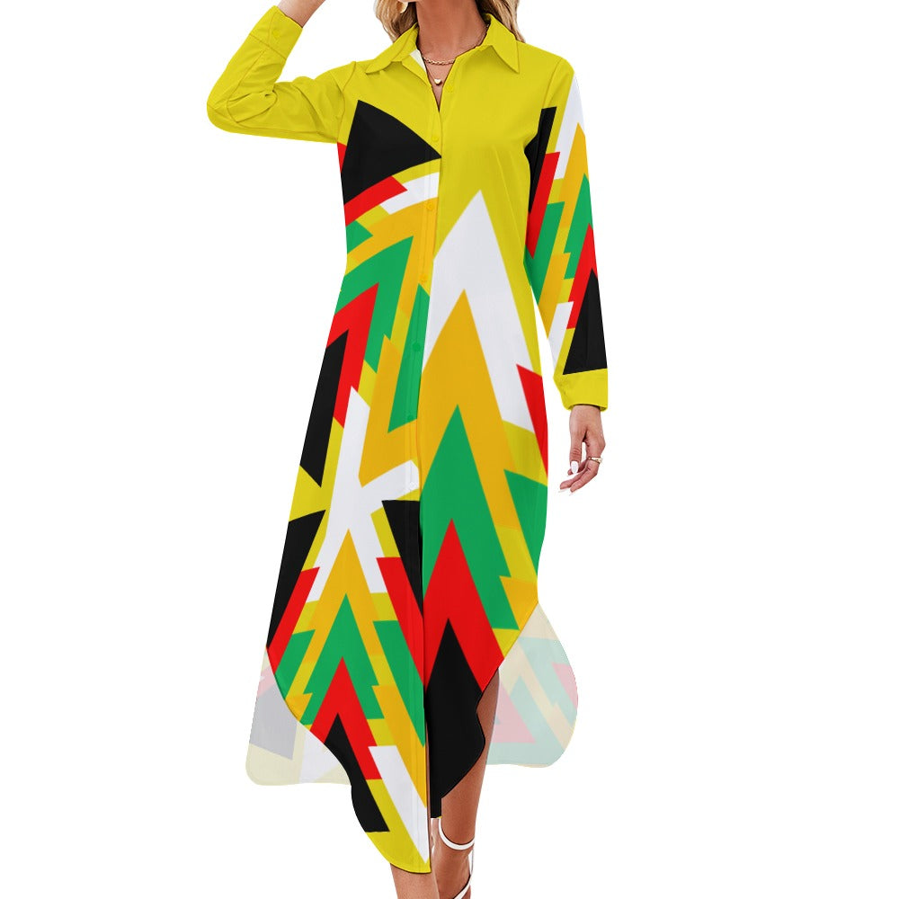 Origen Destination Women's Long Sleeve Button Neck Shirt Dress