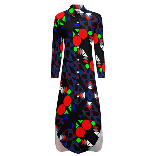 OD Custom Women's Long Sleeves Shirt Dress Button Up PattLB