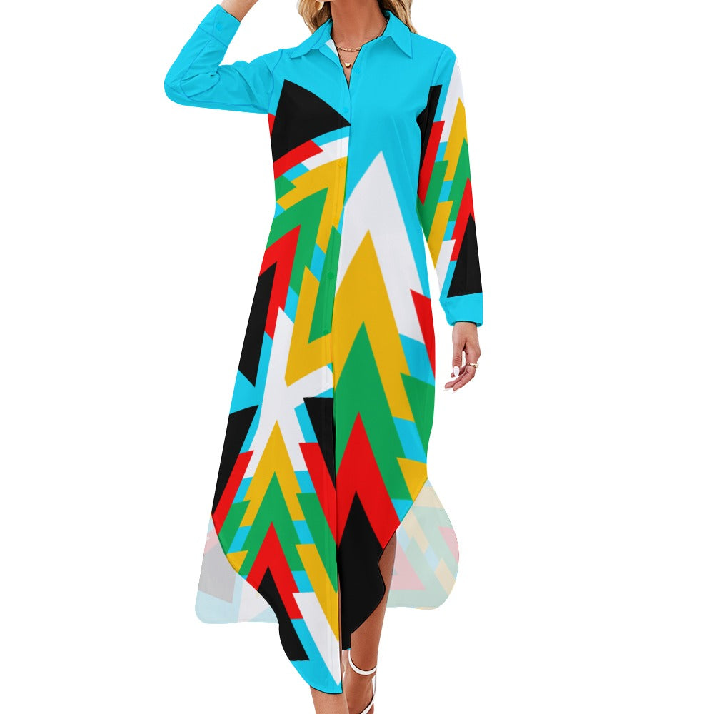 Origen Destination Women's Long Sleeve Button Neck Shirt Dress