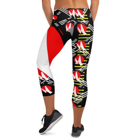 Origen Destination |On-Arrival Point of Origen Symbol-inspired Black/yellow/gray Capri Leggings