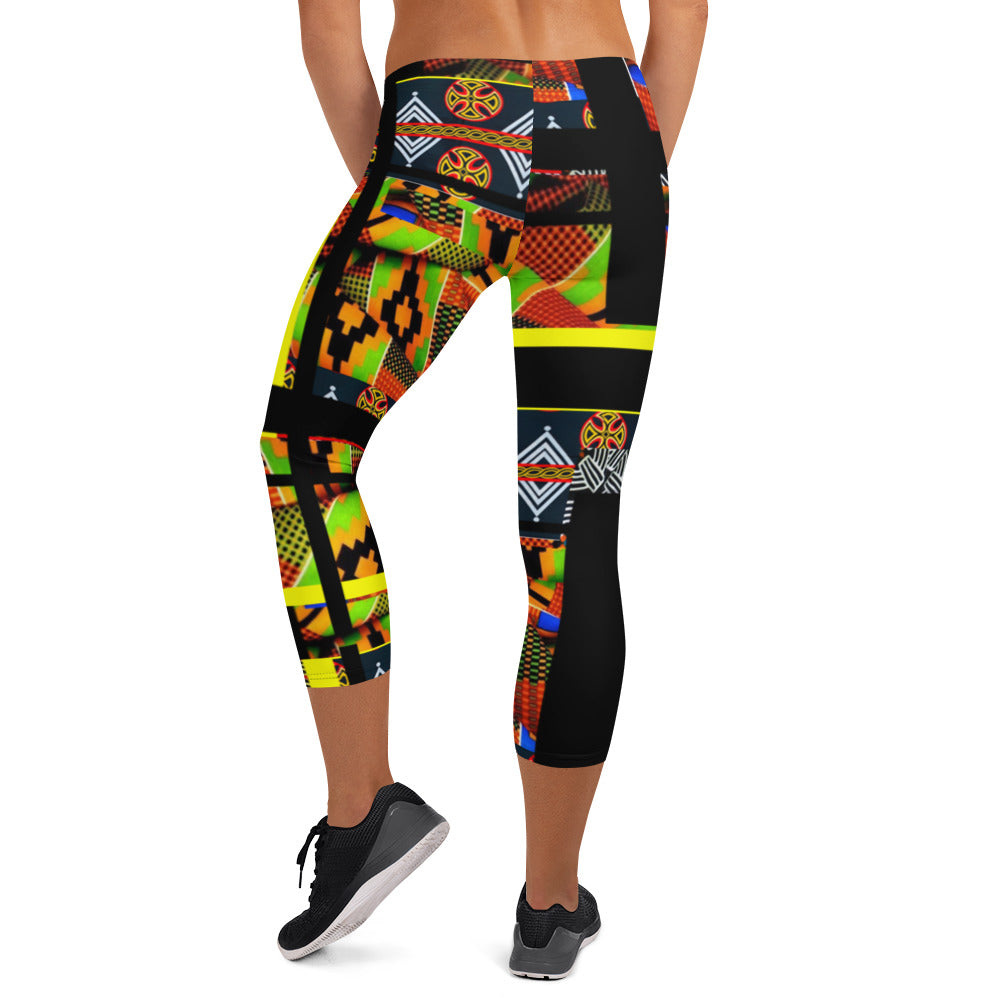Origɛn Destination |On-Arrival Point of Origɛn African Symbol-inspired Women’s Capri Leggings