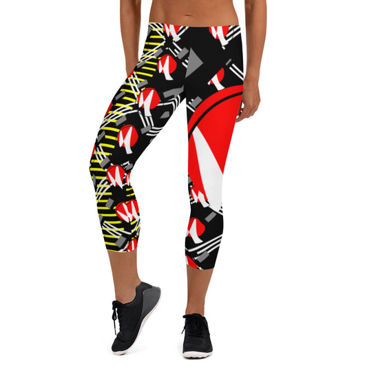 Origen Destination |On-Arrival Point of Origen Symbol-inspired Black/yellow/gray Capri Leggings