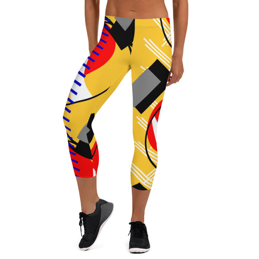 Origen Destination |On-Arrival Point of Origen Symbol-inspired Yellow-gold Capri Leggings