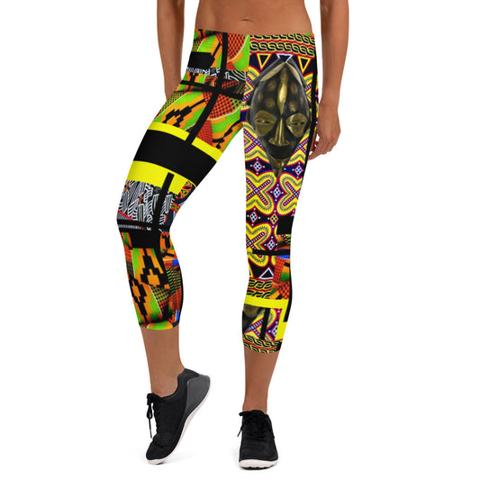 Origɛn Destination |On-Arrival Point of Origɛn African Symbol-inspired Women’s Capri Leggings