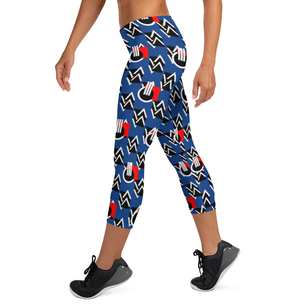 Origen Destination |On-Arrival Point of Origen Symbol-inspired Blue/Red Capri Leggings