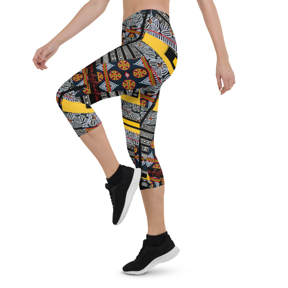 Origen Destination |On-Arrival Point of Origen African Symbol-inspired Capri Leggings