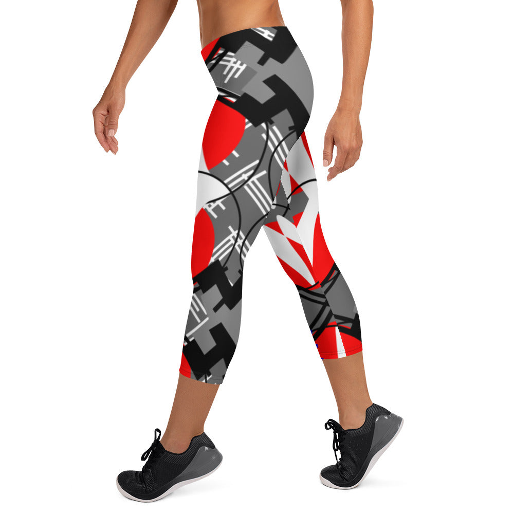 Origen Destination |On-Arrival Point of Origen Symbol-inspired Grey/Multi-color Capri Leggings