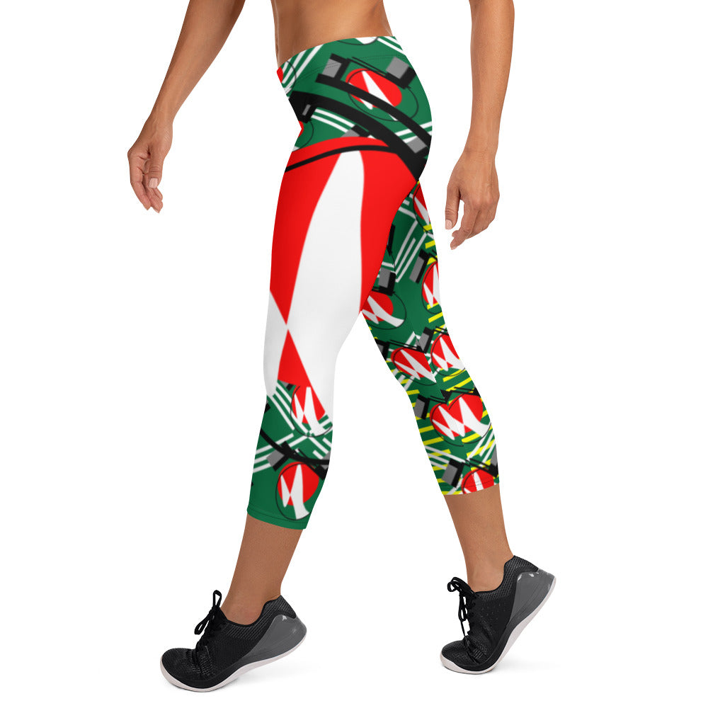 Origen Destination |On-Arrival Point of Origen Symbol-inspired Green/Yellow/Multi-color Capri Leggings