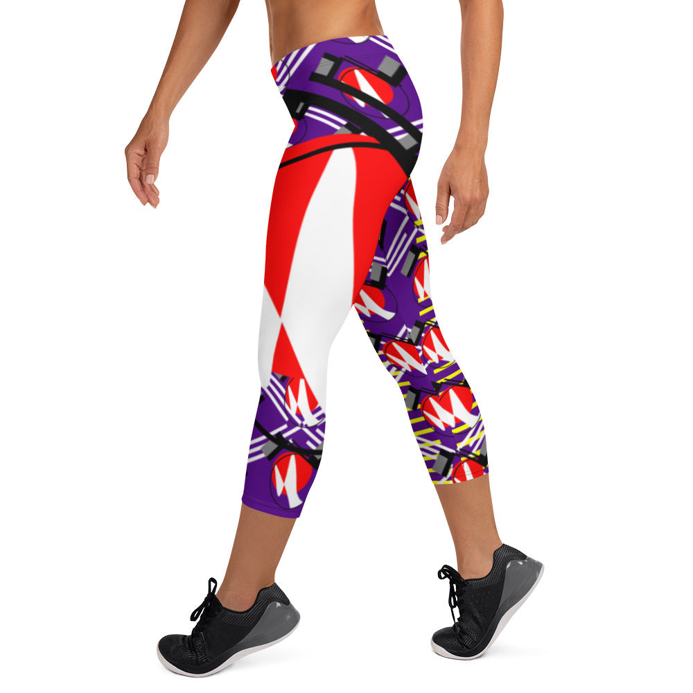 Origen Destination |On-Arrival Point of Origen Symbol-inspired Purple/White/Multi-color Capri Leggings
