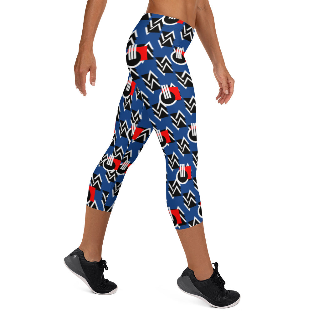 Origen Destination |On-Arrival Point of Origen Symbol-inspired Blue/Red Capri Leggings