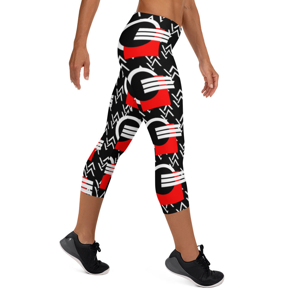 Origen Destination |On-Arrival Point of Origen Symbol-inspired Black/Red Capri Leggings