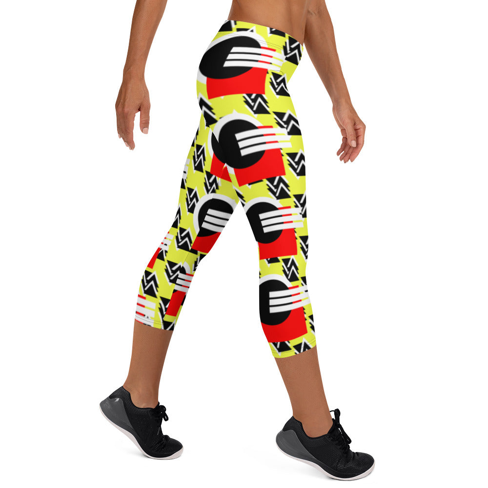 Origen Destination |On-Arrival Point of Origen Symbol-inspired Yellow/Black/Red Capri Leggings