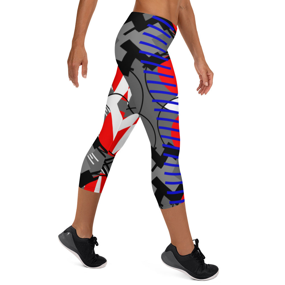 Origen Destination |On-Arrival Point of Origen Symbol-inspired Grey/Multi-color Capri Leggings