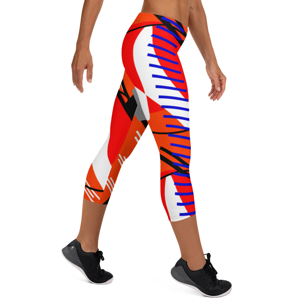 Origen Destination |On-Arrival Point of Origen Symbol-inspired Orange Capri Leggings