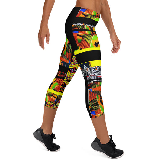 Origɛn Destination |On-Arrival Point of Origɛn African Symbol-inspired Women’s Capri Leggings