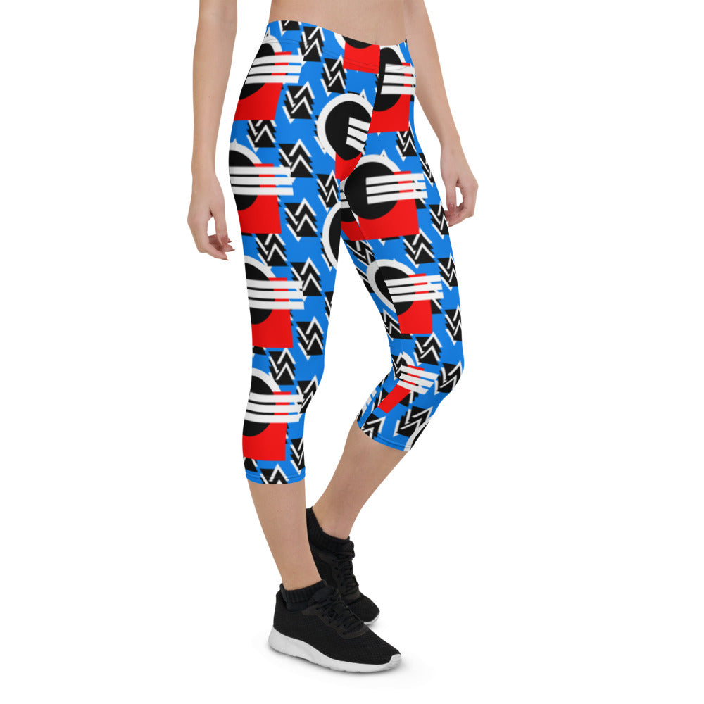 Origen Destination |On-Arrival Point of Origen Symbol-inspired Turquoise blue Capri Leggings