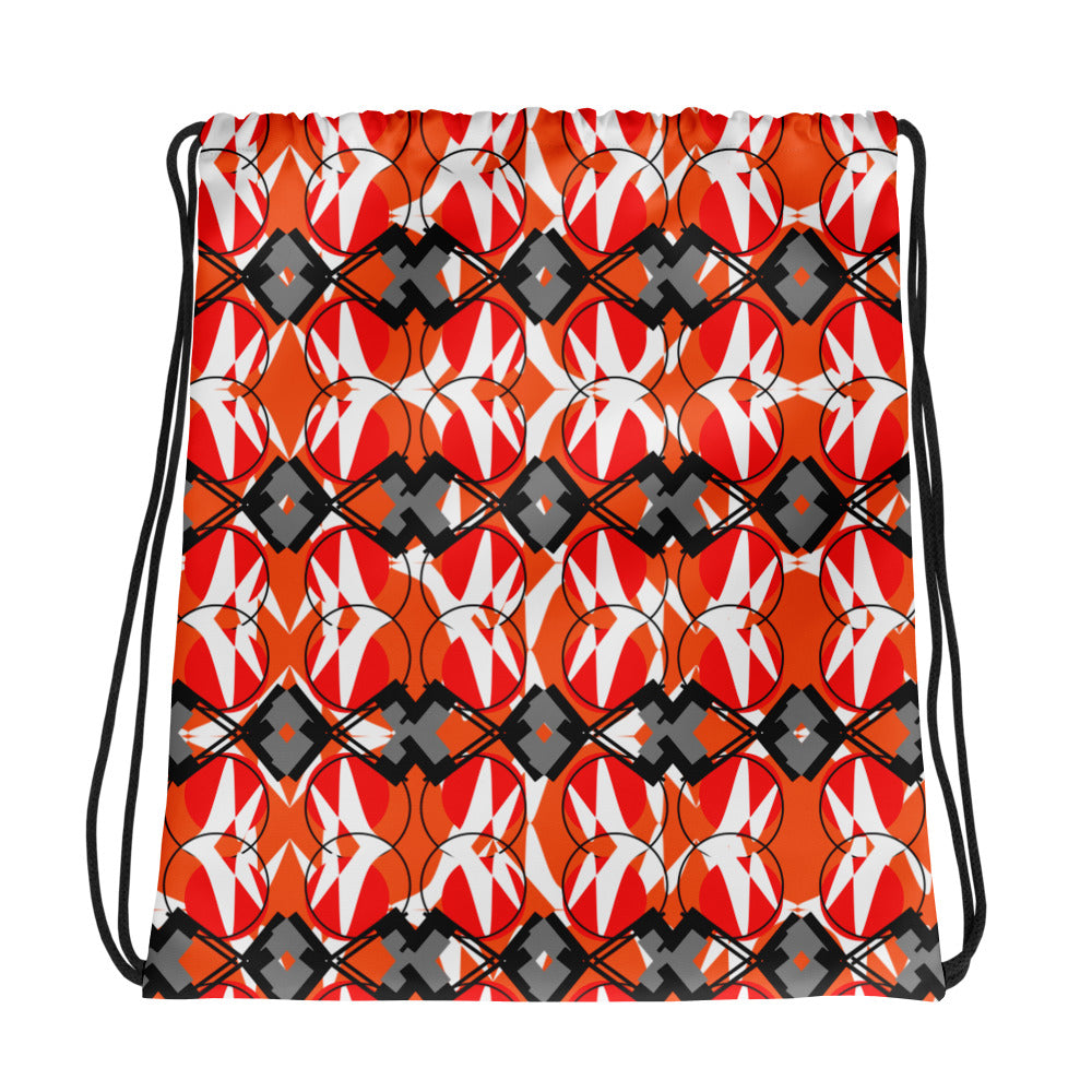 Origen Destination |On-Arrival Point of Origen Symbol-inspired Orange Drawstring bag