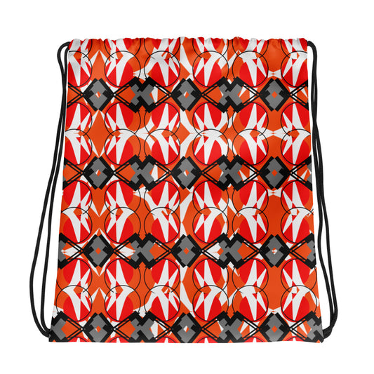 Origen Destination |On-Arrival Point of Origen Symbol-inspired Orange Drawstring bag