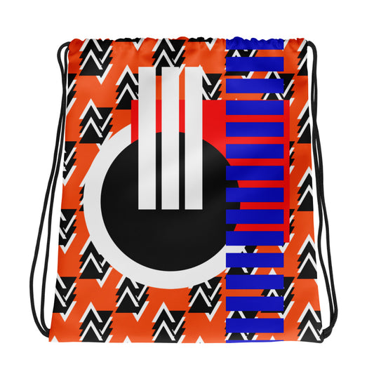 Origen Destination |On-Arrival Point of Origen Symbol-inspired Orange Drawstring bag