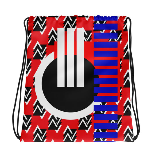 Origen Destination |On-Arrival Point of Origen Symbol-inspired Red Drawstring bag