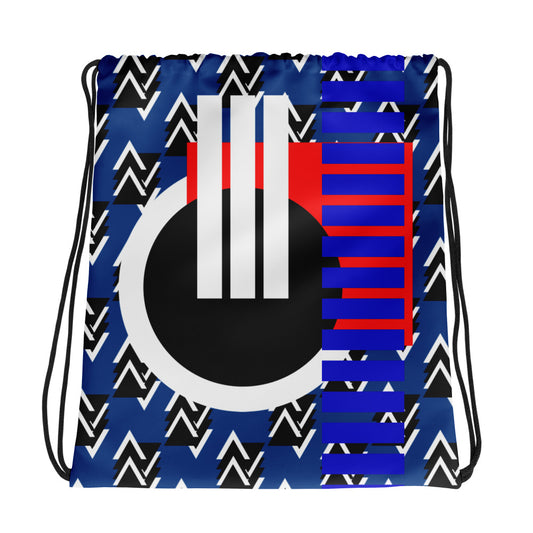 Origen Destination |On-Arrival Point of Origen Symbol-inspired Blue Drawstring bag