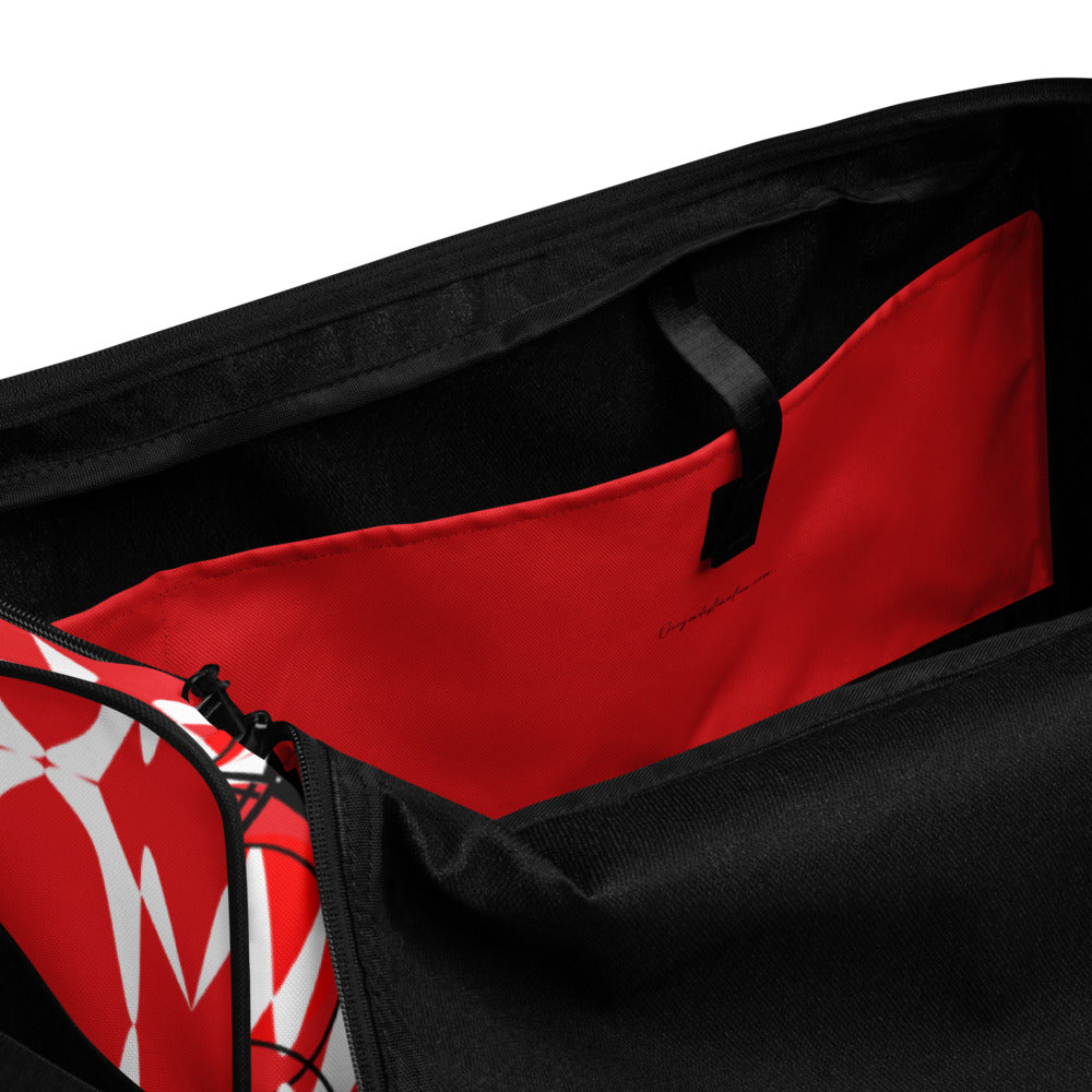 Origen Destination |On-Arrival Point of Origen Symbol-inspired Red Duffle bag