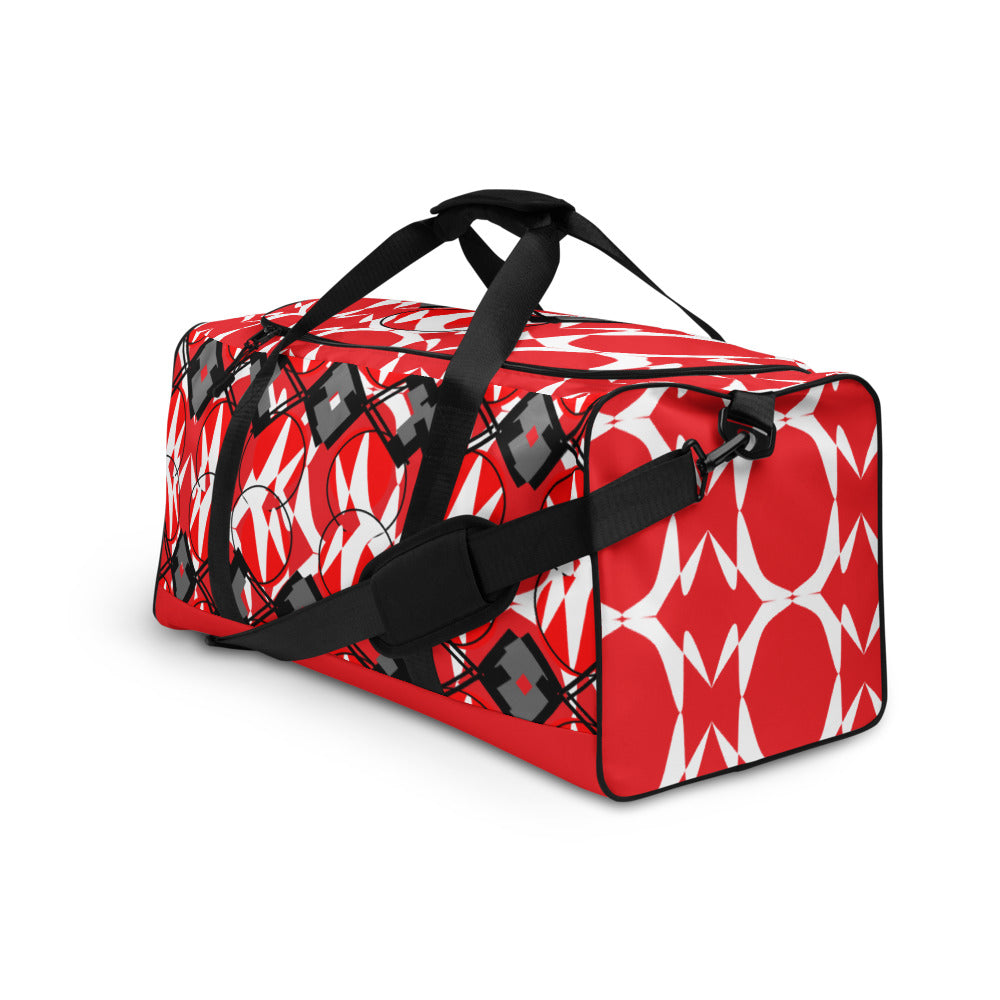 Origen Destination |On-Arrival Point of Origen Symbol-inspired Red Duffle bag