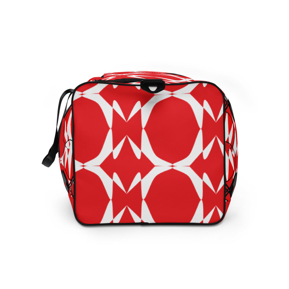 Origen Destination |On-Arrival Point of Origen Symbol-inspired Red Duffle bag