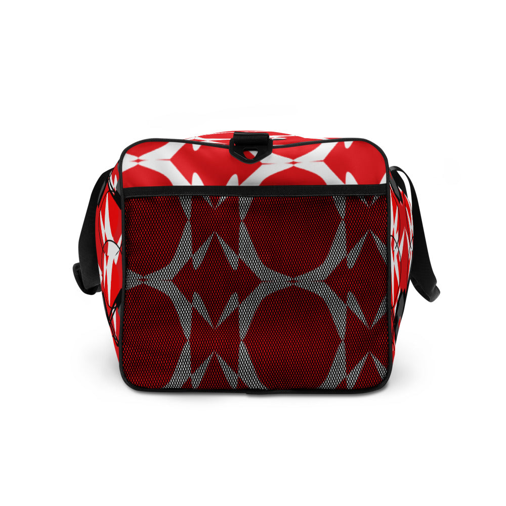 Origen Destination |On-Arrival Point of Origen Symbol-inspired Red Duffle bag