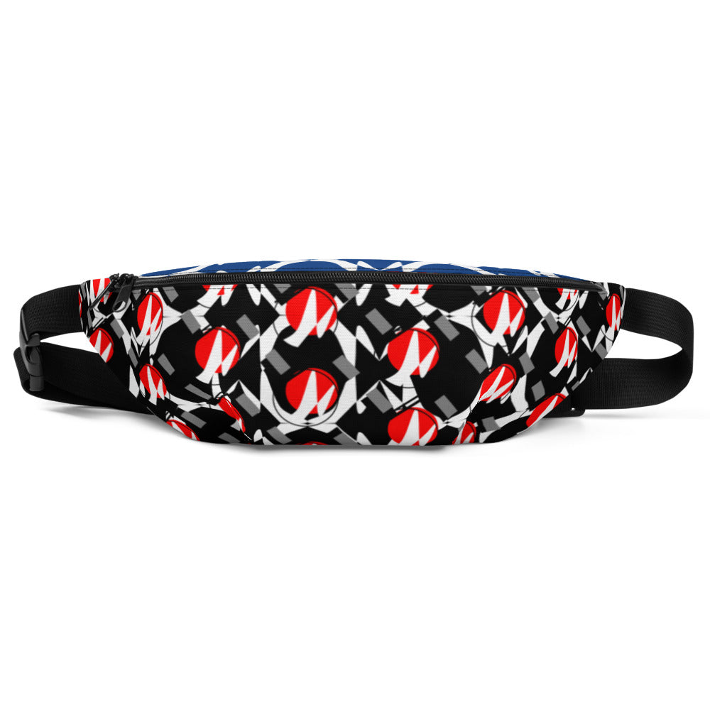 Origen Destination |On-Arrival Point of Origen Symbol-inspired Black/Blue shoulder/waist bag