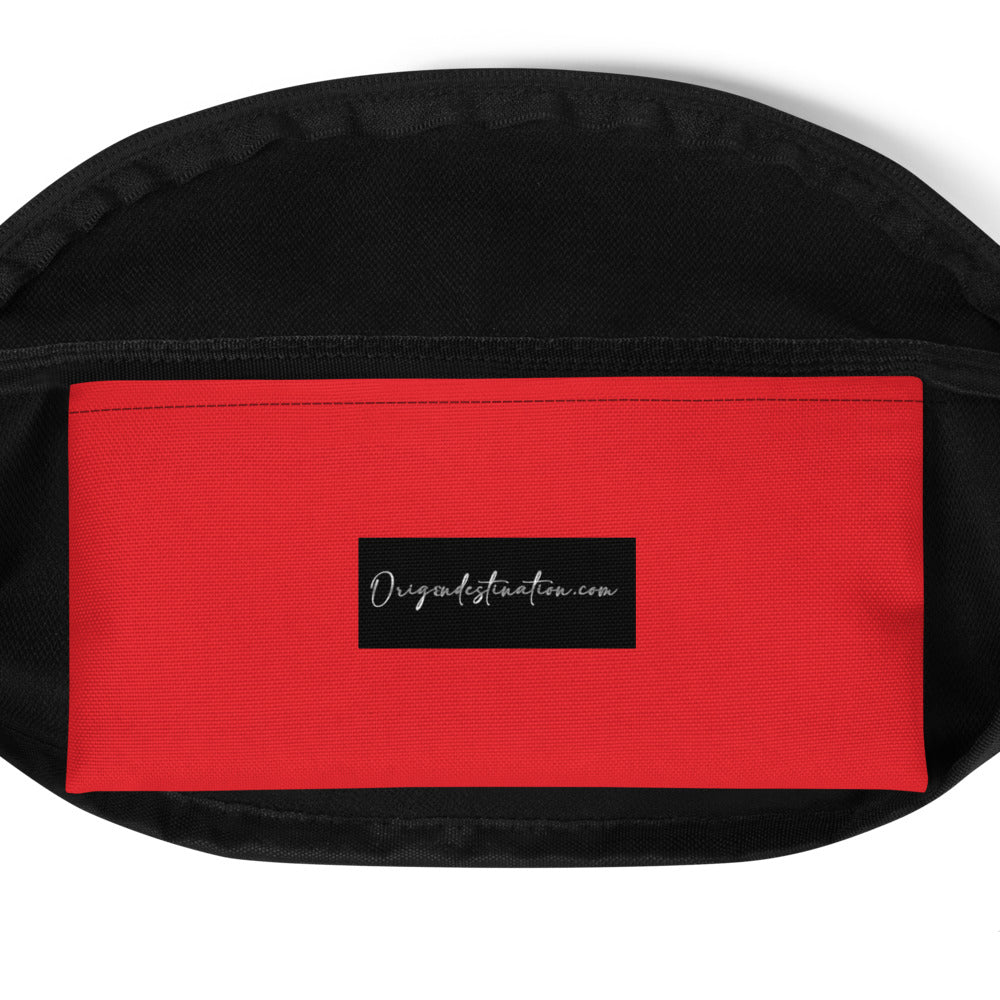 Origen Destination |On-Arrival Point of Origen Symbol-inspired Black/Red shoulder/waist bag