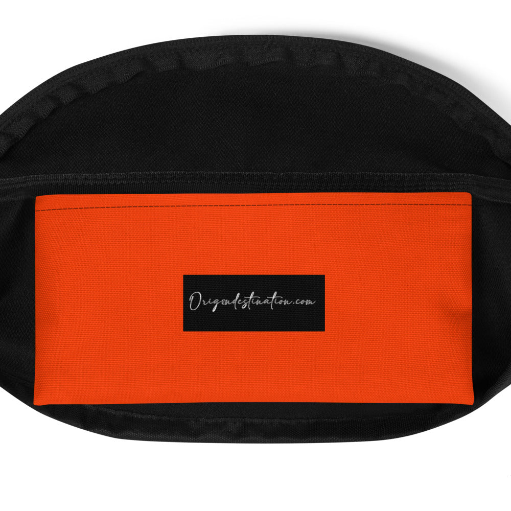 Origen Destination |On-Arrival Point of Origen Symbol-inspired Black/orange shoulder/waist bag