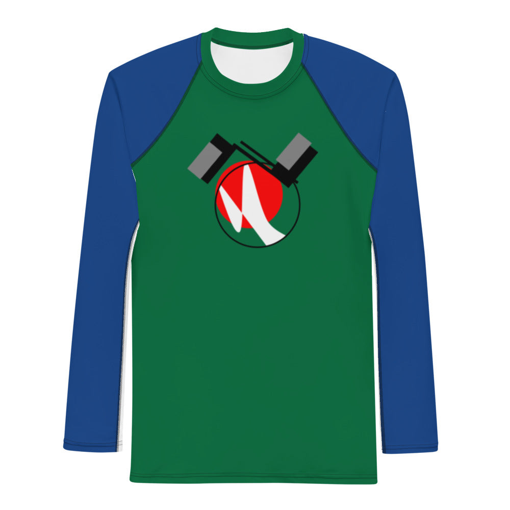 Origen Destination |On-Arrival Point of Origen Symbol-inspired Men's Green/Blue Rash Guard