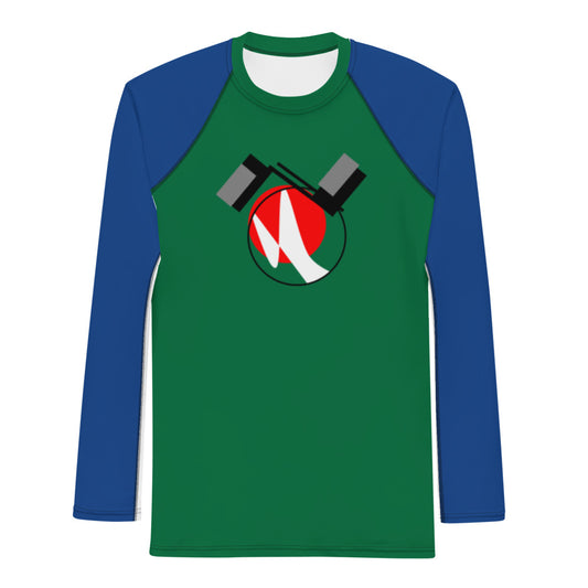 Origen Destination |On-Arrival Point of Origen Symbol-inspired Men's Green/Blue Rash Guard
