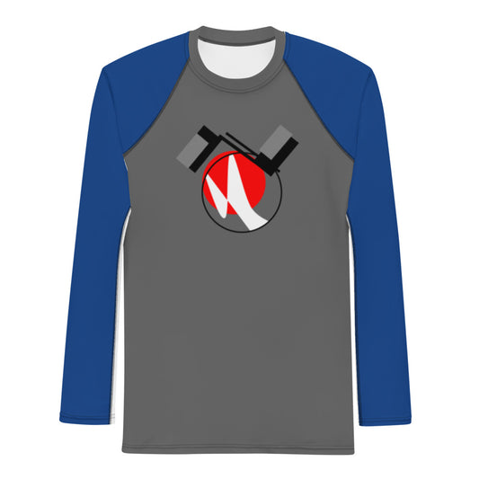 Origen Destination |On-Arrival Point of Origen Symbol-inspired Men's Gray/Blue Rash Guard