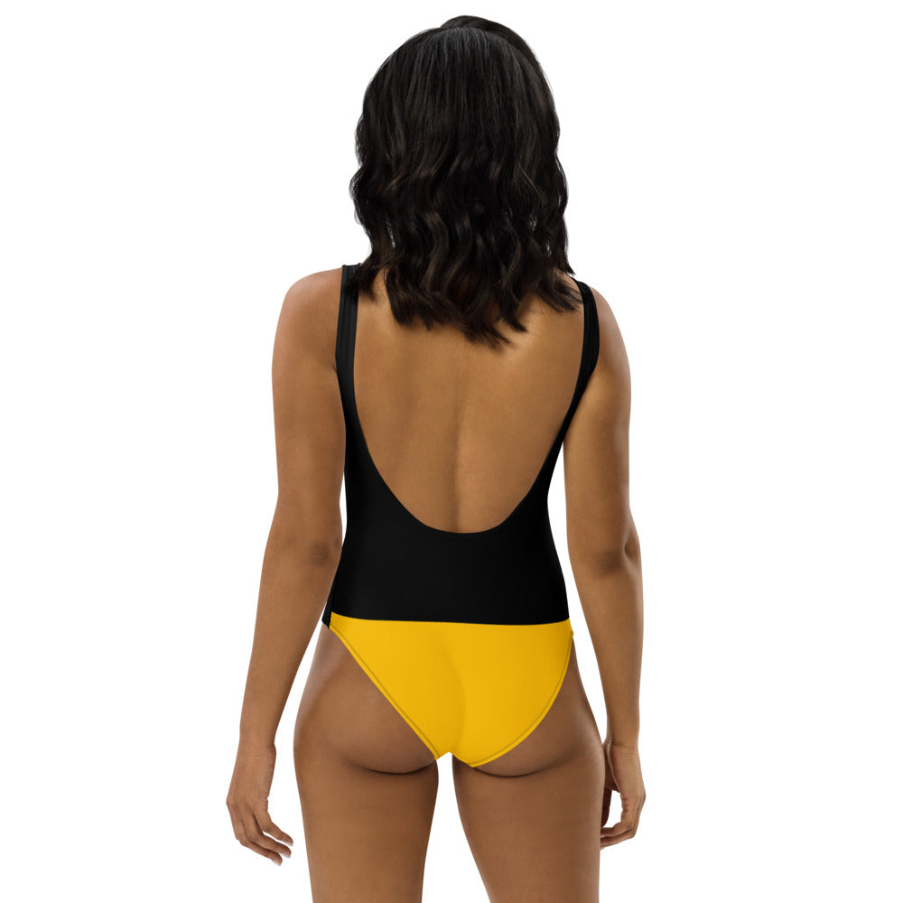 Origen Destination | On-Arrival Point of Origen African Symbol-inspired One-Piece Swimsuit