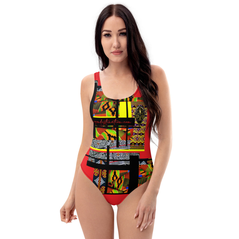 Origen Destination | On-Arrival Point of Origɛn African Symbol-inspired One-Piece Swimsuit