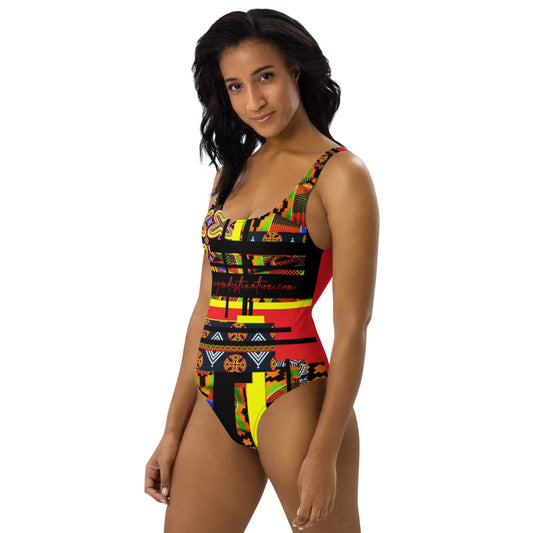 Origen Destination | On-Arrival Point of Origɛn African Symbol-inspired One-Piece Swimsuit
