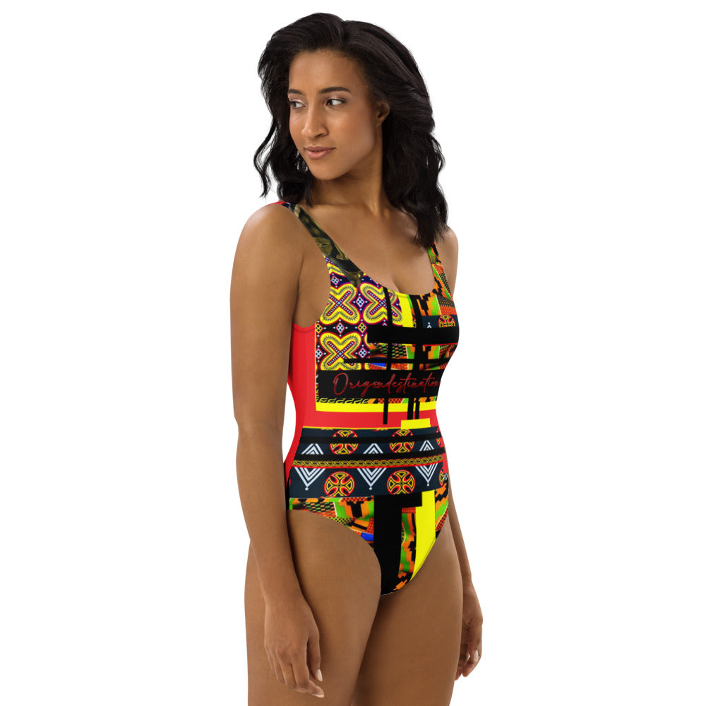 Origen Destination | On-Arrival Point of Origɛn African Symbol-inspired One-Piece Swimsuit