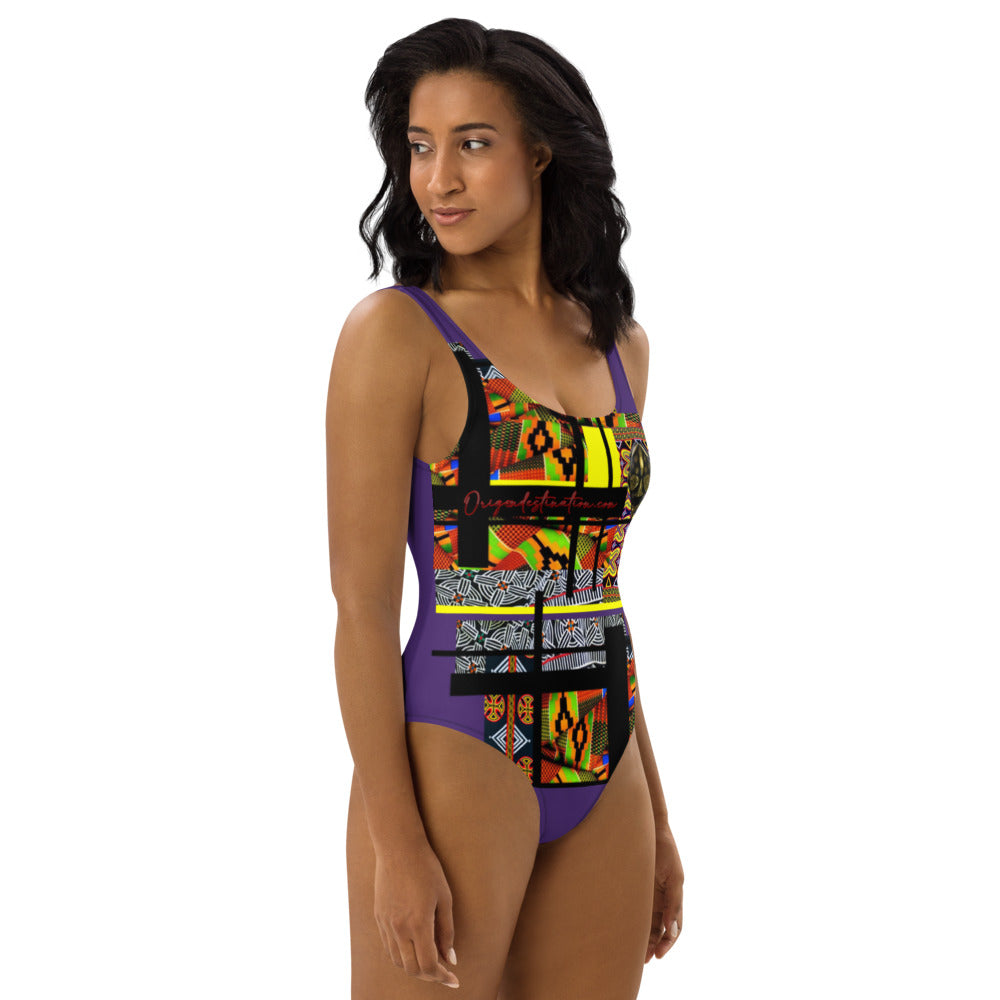 Origen Destination | On-Arrival Point of Origɛn African Symbol-inspired One-Piece Swimsuit