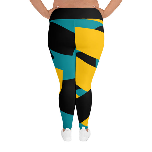 Origen Destination |On-Arrival Point of Origen Symbol-inspired Black/Gold/Turquoise Leggings